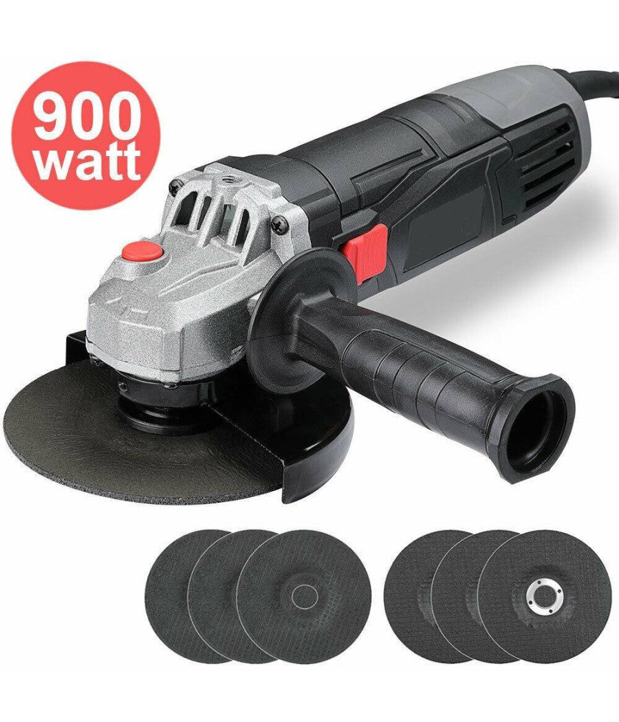 Smerigliatrice Angolare 900w Flex Frullino 125mm 6 Dischi E Manico Regolabile         