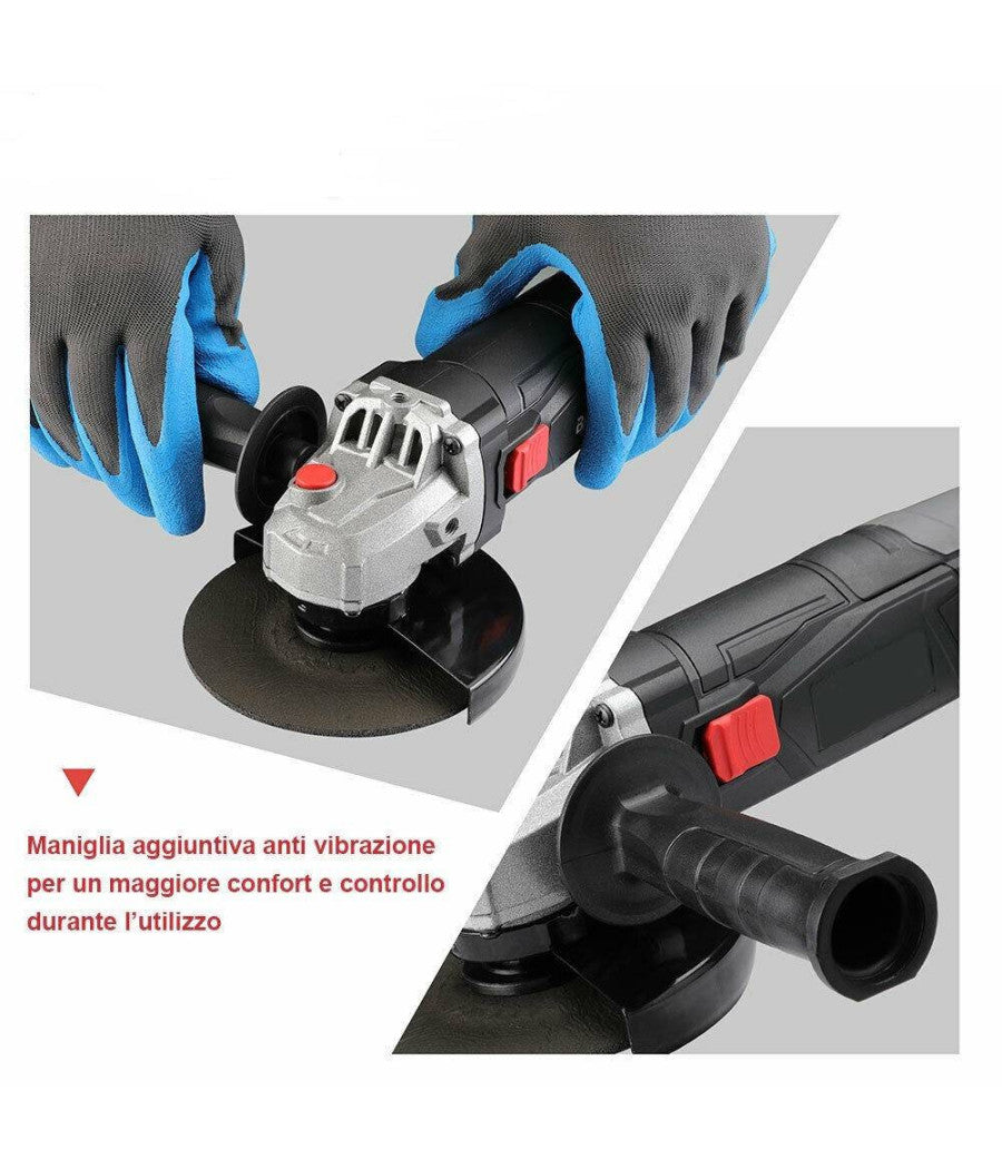 Smerigliatrice Angolare 900w Flex Frullino 125mm 6 Dischi E Manico Regolabile         