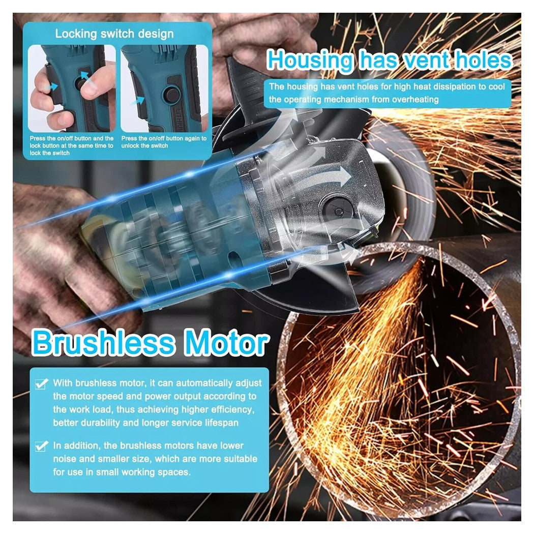 Trade Shop - Smerigliatrice Angolare A Batteria Flex Disco 125mm 88v 10.000 Giri/min 2 Batterie -