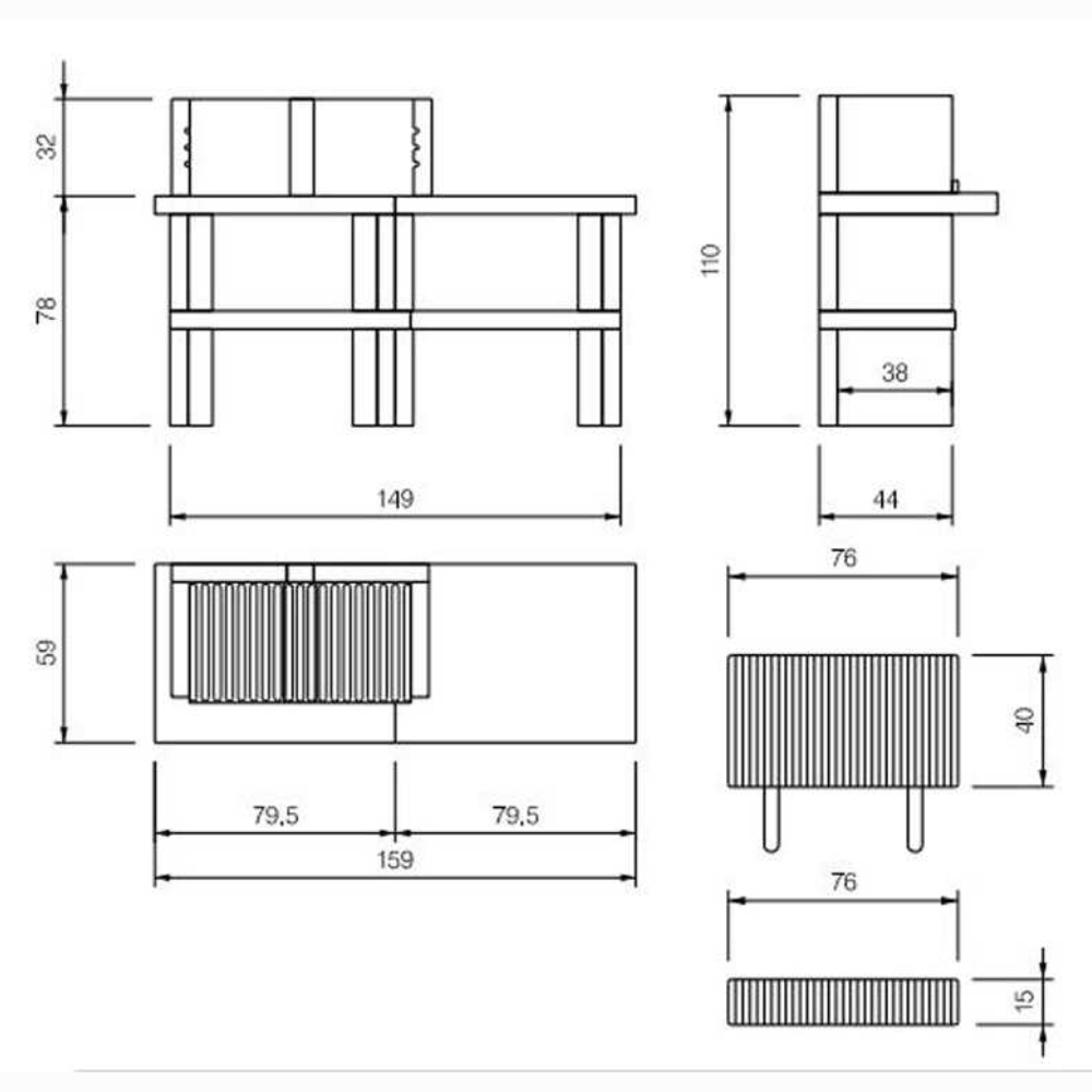 Barbecue in cemento orlando con griglia regolabile e piano d'appoggio