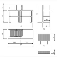 Barbecue in cemento orlando con griglia regolabile e piano d'appoggio