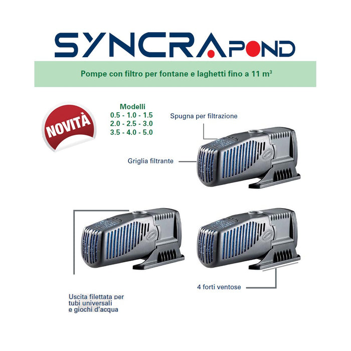 Pompa syncra pond 1.5 (1350 l/h da 330 a 400 lt)