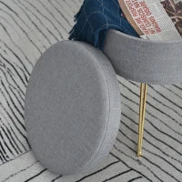 Homcom Sgabello Rotondo con Vano Contenitore in Tessuto Grigio e Oro 36x36x45cm