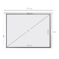 Telo Proiettore 84" Formato 4:3 con Telecomando, in Tessuto Plastico e Metallo, 171x130 cm, Bianco