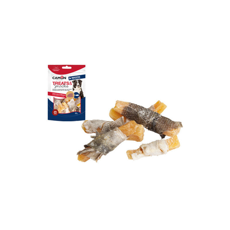 Snack Camon patata e merluzzo per cani 80g – 14 pezzi – Gusto delicato e naturale
