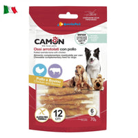 Snack Camon Rolls pollo 70g (6 pz) – Pelle bovina arrotolata con pollo, senza additivi