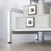 Supporto per Stampante Industriale a 3 Livelli, in Metallo e Truciolato, 55x40x77 cm, Bianco