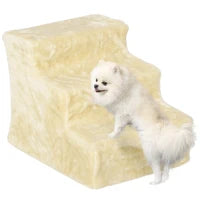 Scala per Cani a 3 Gradini con Fodera Rimovibile e Lavabile 46x35x35 cm Beige