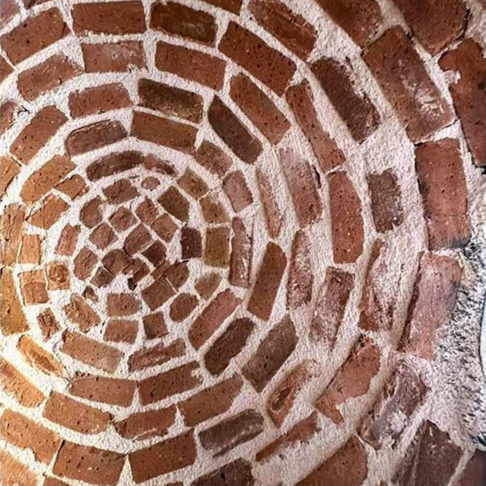 Forno legna artigianale mosaico linea rustico diametro 130 cm con base ferro