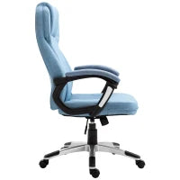 Sedia da Ufficio Girevole con Altezza Regolabile, effetto Lino, 66x75x110-120 cm, Azzurro
