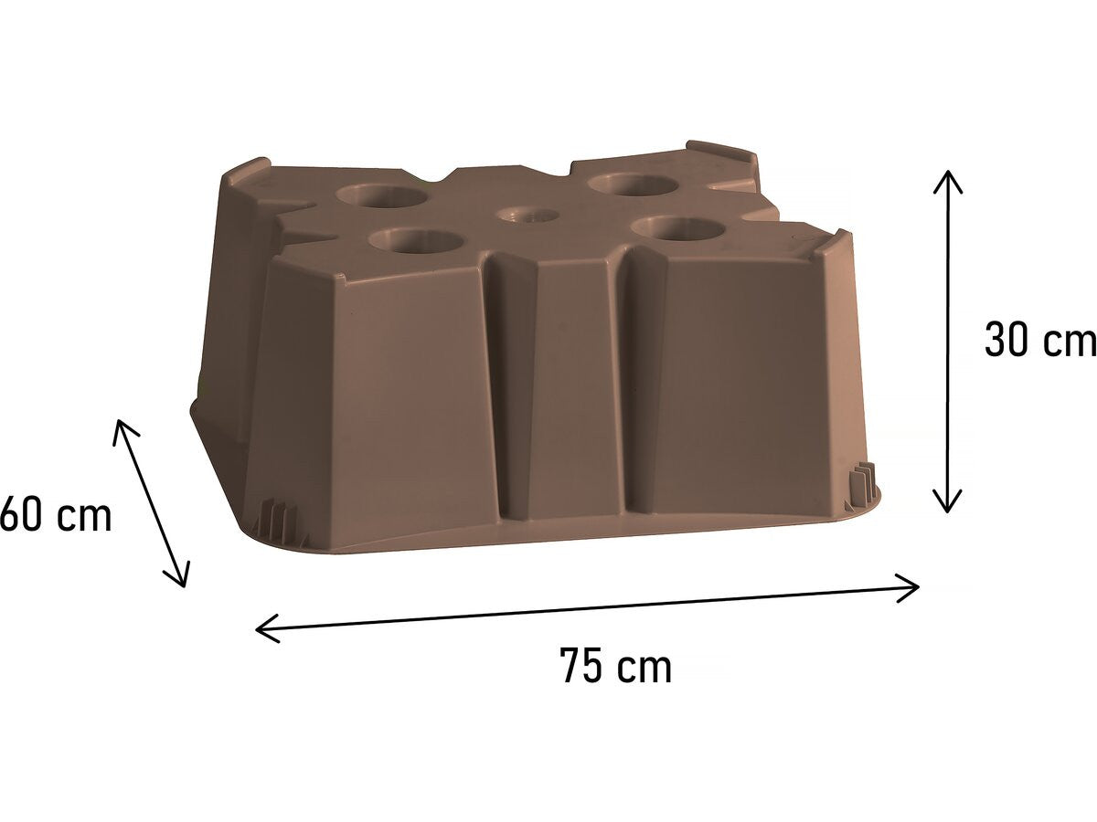 Base per serbatoio per recupero acqua da 500 L - 75 x 60 x 30 cm - Grigio talpa