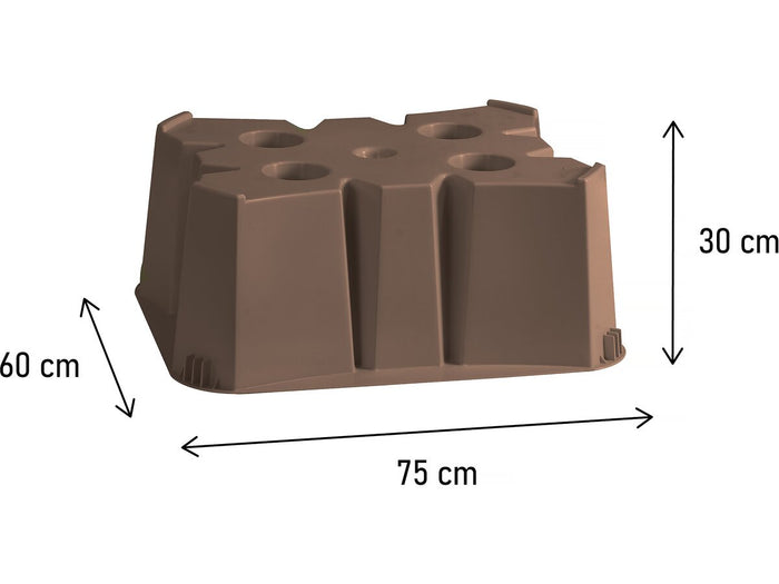 Base per serbatoio per recupero acqua da 500 L - 75 x 60 x 30 cm - Grigio talpa