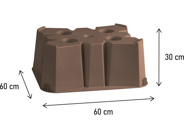 Basi per il serbatoio per il recupero dell'acqua da 200 e 350 L -  60 x 60 x 30 cm - Grigio talpa