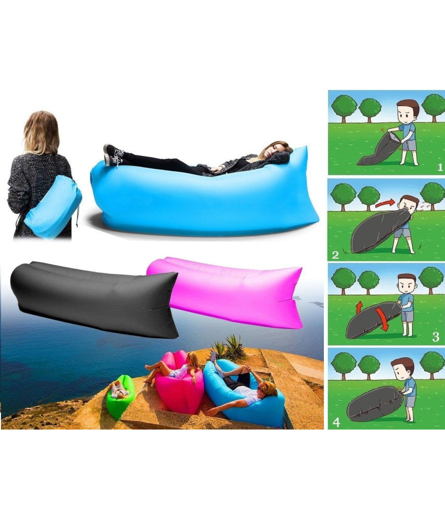 Sofa Sacco Gonfiabile Materassino Spiaggia Aria Relax Piscina Divano Amaca Pouf         