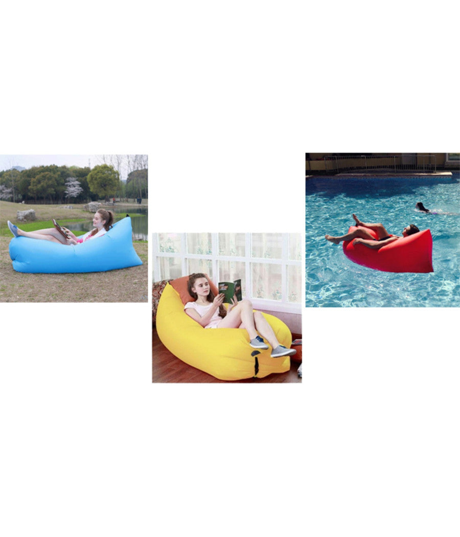 Sofa Sacco Gonfiabile Materassino Spiaggia Aria Relax Piscina Divano Amaca Pouf         