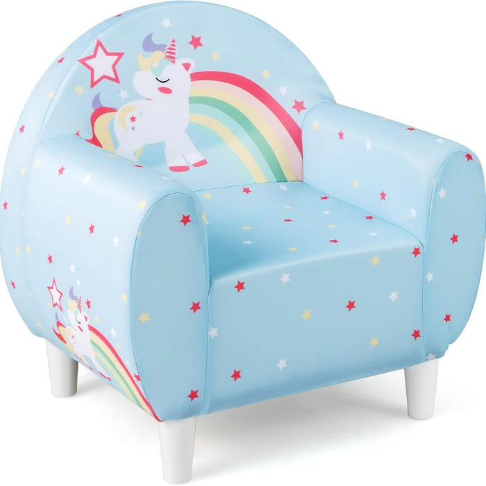 Sofa per bambini con tema unicorno colorato, Divano per bambini per ragazzi ragazze Blu-Divani per bimbi