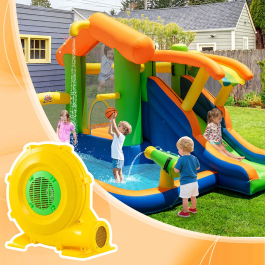 Soffiatore ad aria da 750W con impugnatura pratica e picchetti da terreno, 1780 pa Pompa ad aria per casa gonfiabile Giallo-Ventilatori