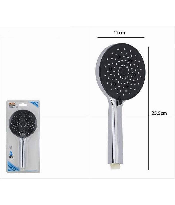 Soffione Da Doccia 12 X 25.5cm Doccetta Multigetto Regolabile Rotonda Nera 87145         