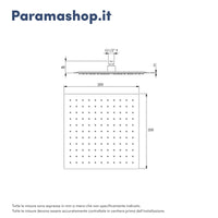 Soffione doccia squadrato 20x20 cm nero opaco