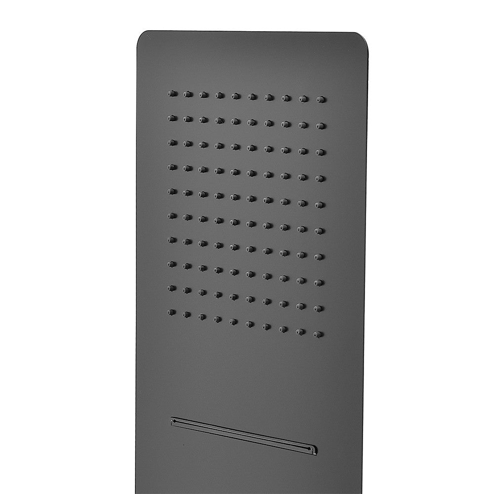 Soffione doccia a sbalzo slim 25x52 cm nero opaco in acciaio inox con cascata