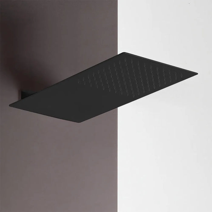 Soffione doccia a sbalzo slim 25x52 cm nero opaco in acciaio inox