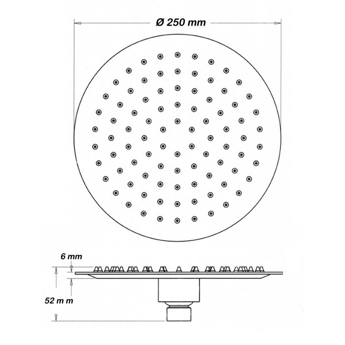 Soffione Doccia a Specchio Tondo diam. 25 cm design originale