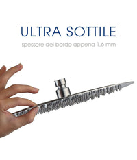 Soffione Doccia Bagno Cascata Tondo 30 Cm Acciaio Ultra Sottile Effetto Pioggia         