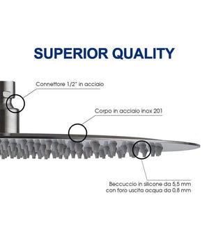 Soffione Doccia Bagno Cascata Tondo 30 Cm Acciaio Ultra Sottile Effetto Pioggia         