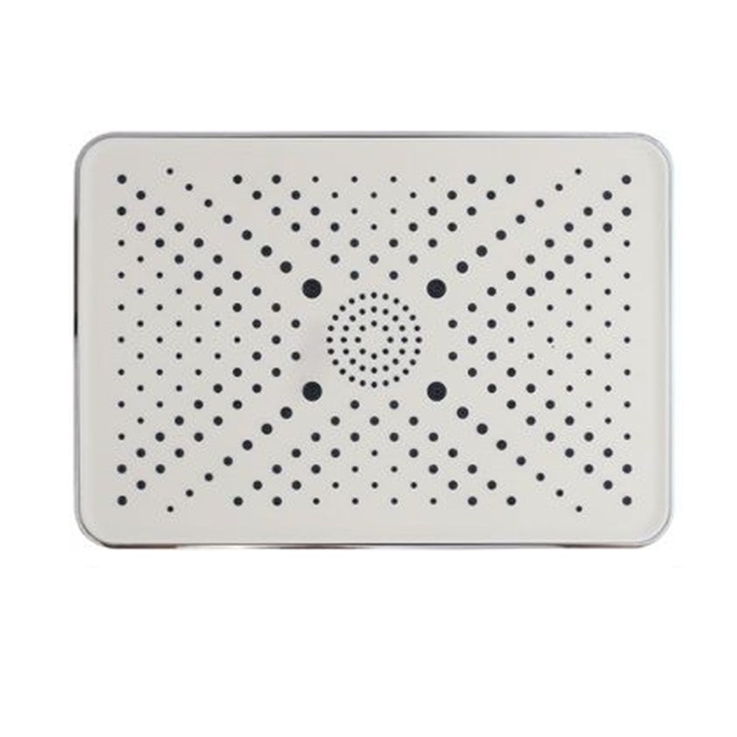 Trade Shop - Soffione Doccia Bagno Rettangolare Ugelli Fori Miscelatore 32x22cm Abs Cromato 87538         