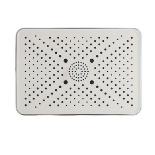 Trade Shop - Soffione Doccia Bagno Rettangolare Ugelli Fori Miscelatore 32x22cm Abs Cromato 87538         