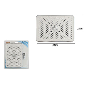 Trade Shop - Soffione Doccia Bagno Rettangolare Ugelli Fori Miscelatore 32x22cm Abs Cromato 87538         