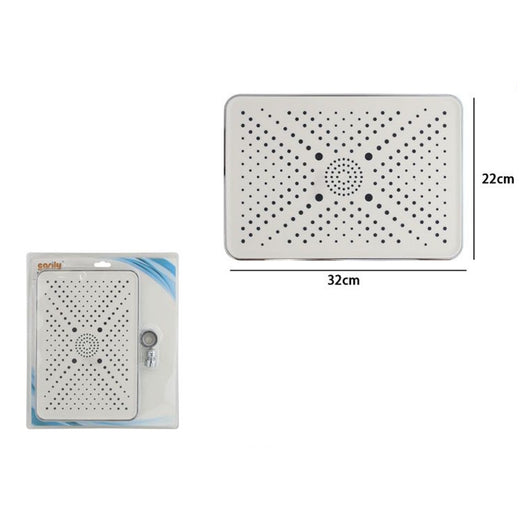 Trade Shop - Soffione Doccia Bagno Rettangolare Ugelli Fori Miscelatore 32x22cm Abs Cromato 87538         
