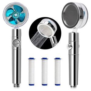 Soffione doccia con elica girevole a risparmio idrico e interruttore di pausa