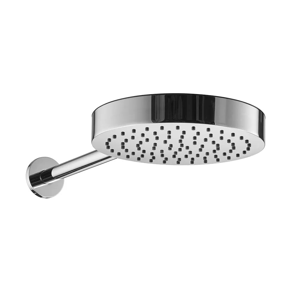 Soffione doccia cromato 25 con spessore 4 cm e braccio in acciaio