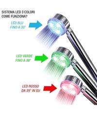 Trade Shop - Soffione Doccia In Abs Cromato Doccetta Multifunzione A Led Per Doccia -