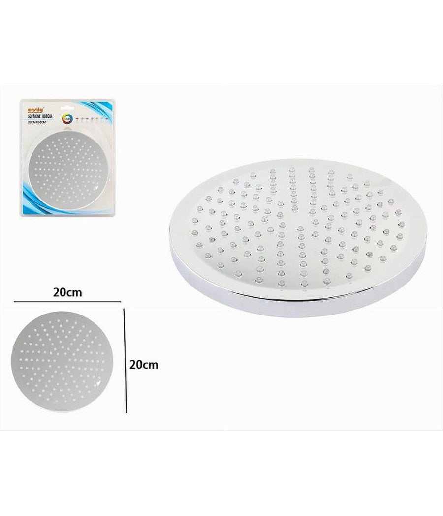 Soffione Doccia Led Rgb Rotondo 20cm Cromoterapia Doccia Emozionale Argento 79906         