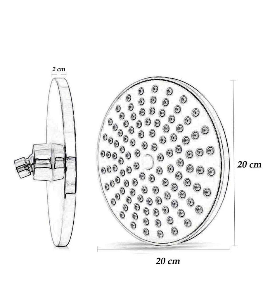 Soffione Doccia Led Rgb Rotondo 20cm Cromoterapia Doccia Emozionale Argento 79906         