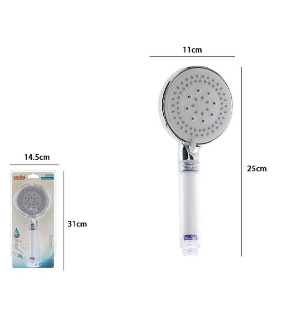 Trade Shop - Soffione Doccia Multigetto Rotondo Doccetta Moderno 11 X 25 Cm Massaggio 79696 -