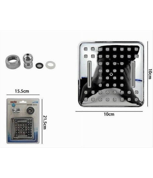 Soffione Doccia Quadrato 10 Cm Ugelli Fori Bagno Miscelatore Con Attacchi 69285         