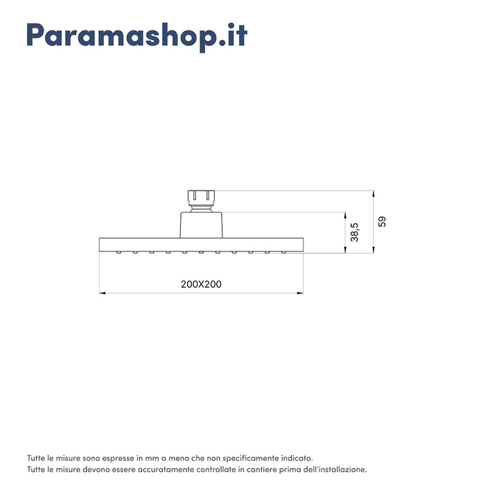 Soffione doccia 20x20 cm orientabile in abs cromato
