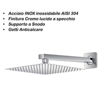 Soffione Doccia Quadrato in Acciaio Inox 20 x 20 cm