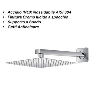 Soffione Doccia Quadrato in Acciaio Inox 20 x 20 cm