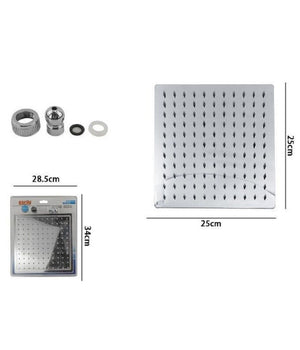 Trade Shop - Soffione Doccia Quadrato Moderno 25 X 25 Cm Ugelli Fori Bagno Miscelatore 69123 -