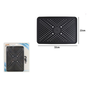 Trade Shop - Soffione Doccia Rettangolare Ugelli Fori Bagno Miscelatore Nero 32x22cm In Abs 87536         