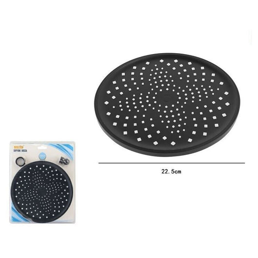 Trade Shop - Soffione Doccia Tondo Nero 22.5cm In Abs Bagno Miscelatore Filtro Anticalcare 87131         