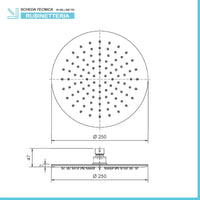Soffione doccia tondo nero opaco in acciaio inox diametro 25 cm