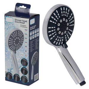 Trade Shop - Soffione Doccia Tropical Doccetta Silver Diametro 12cm Universale 5 Funzioni -