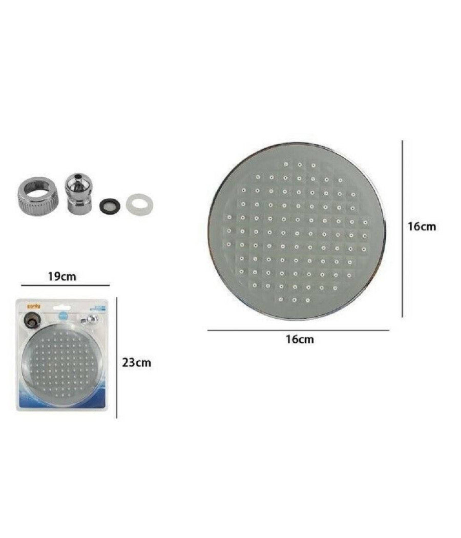 Trade Shop - Soffione Doccia Ugelli Fori Bagno Miscelatore 16cm Tondo Ad Alta Pressione 59159 -