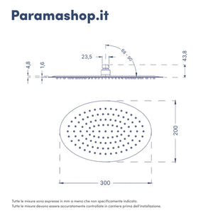 Soffione doccia ovale 30x20cm in accio inox cromato orientabile
