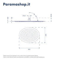Soffione doccia ovale 40x30cm in acciaio inox cromato orientabile